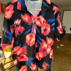 Under Armour Playoff Polo with Red and Blue Hues